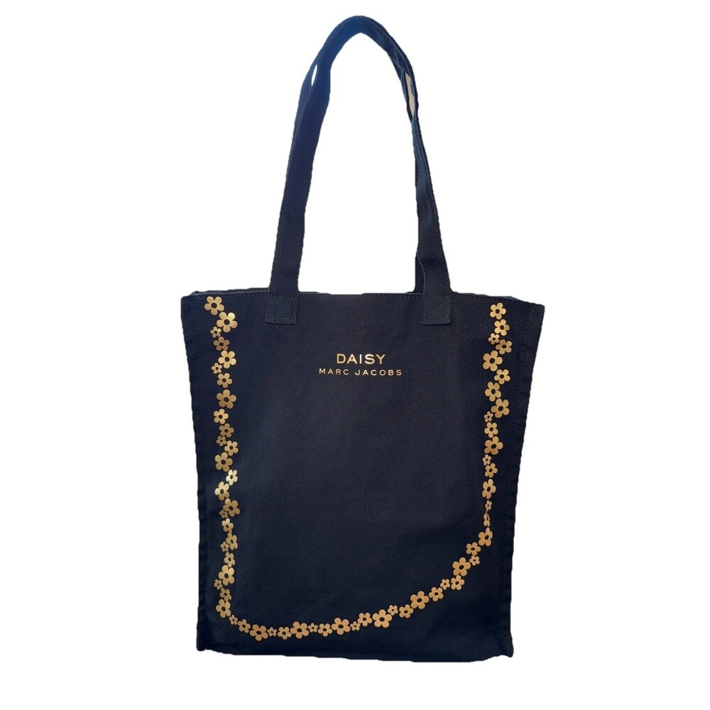 Marc Jacobs Daisy Black Canvas Gold Floral Tote Bag Perfume Gift GWP Carryall